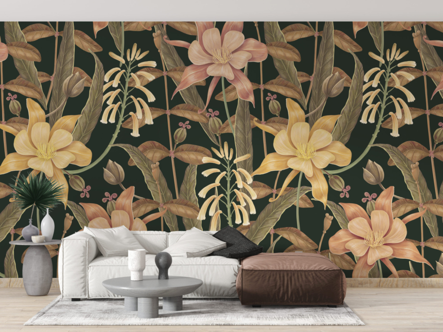 Perete mural de flori colorate