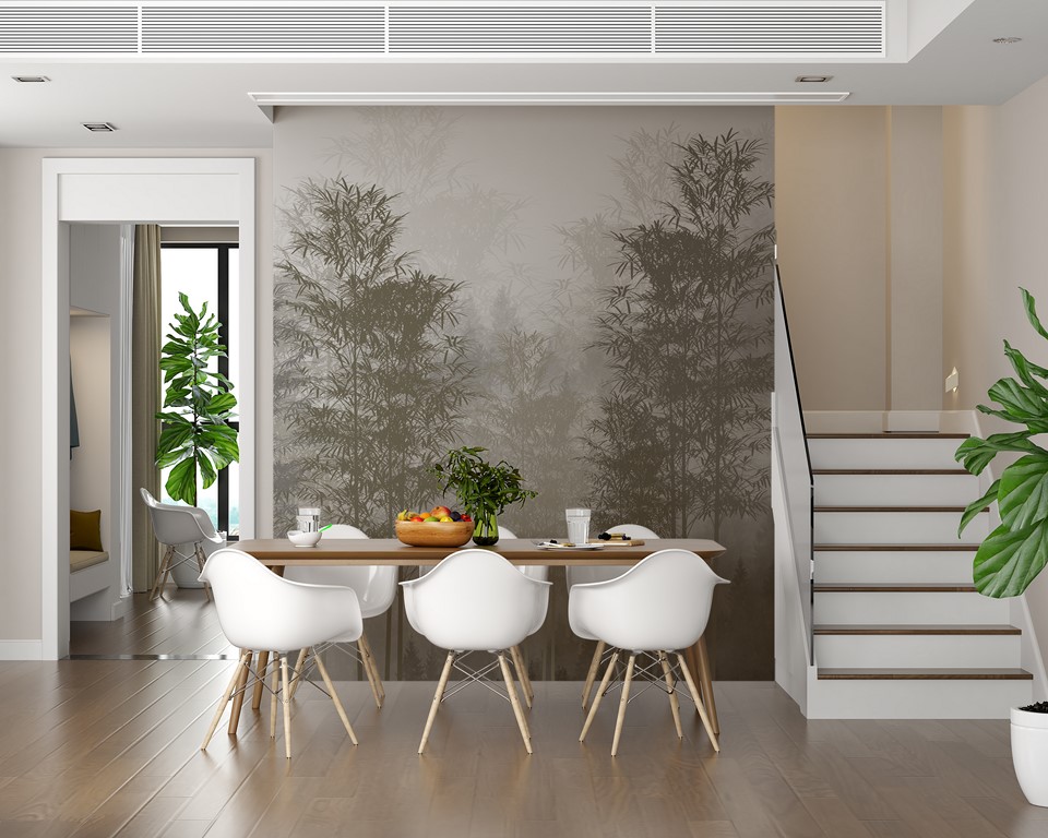 Fototapete Slender Trees in the Mist