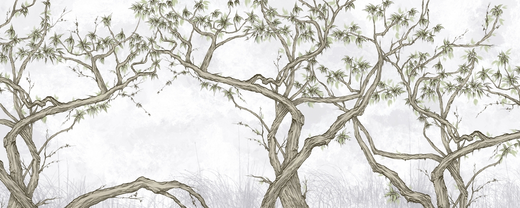 trees climbing liants, leaves, nature, photo wallpapers in the room