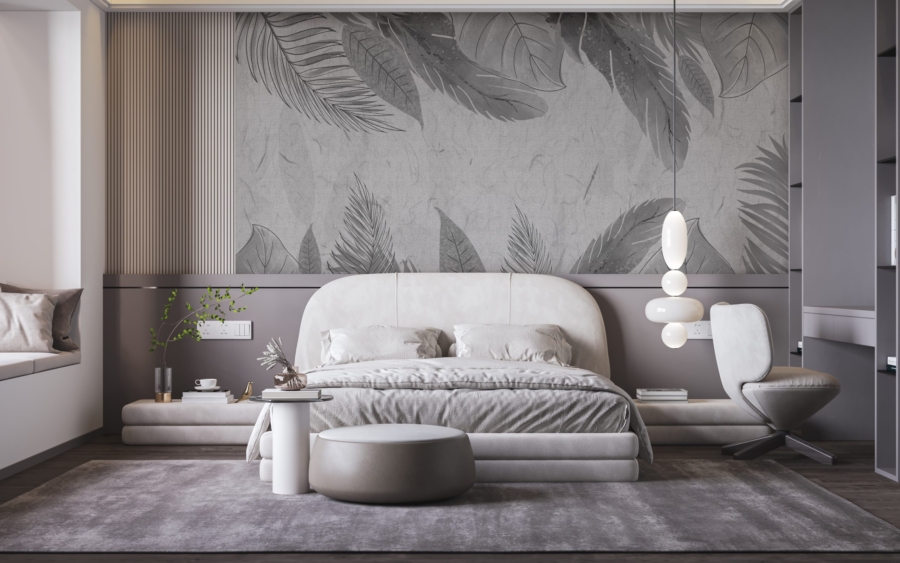 Sienų tapyba Grey Leaf Frame