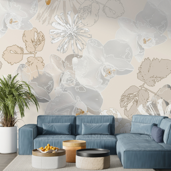 Fototapeta Šedé orchideje a bílé sedmikrásky