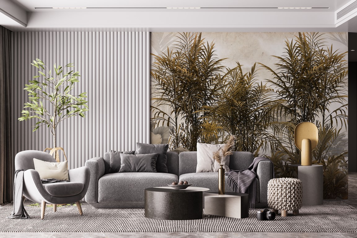 Wandgemälde Hohe tropische Pflanzen