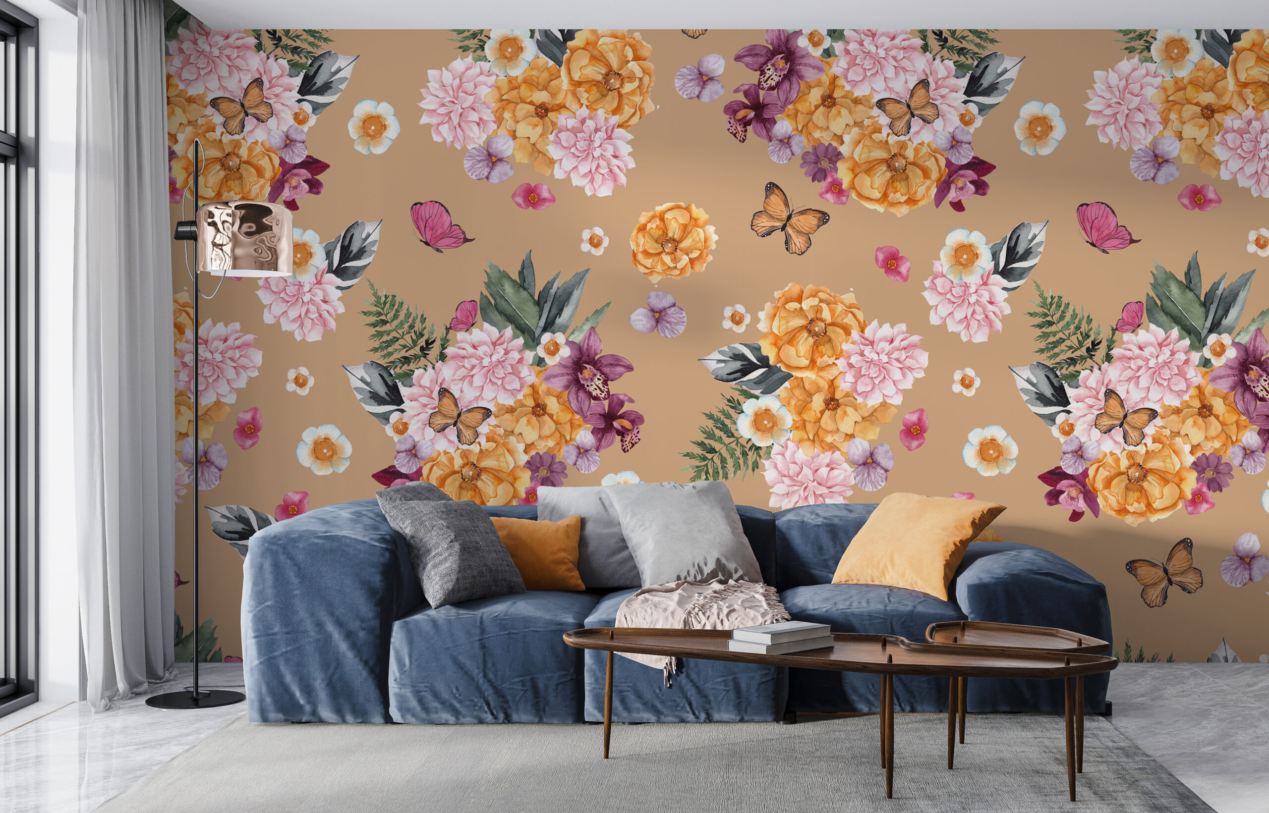 Photowall Veselé květiny a motýli