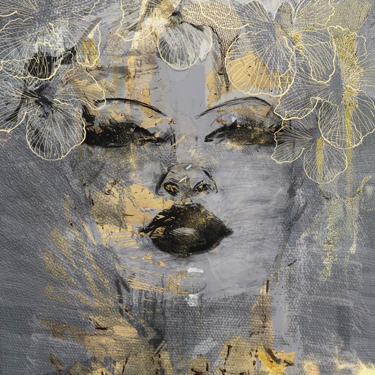 Fototapeta Zlatá dívka v květinách