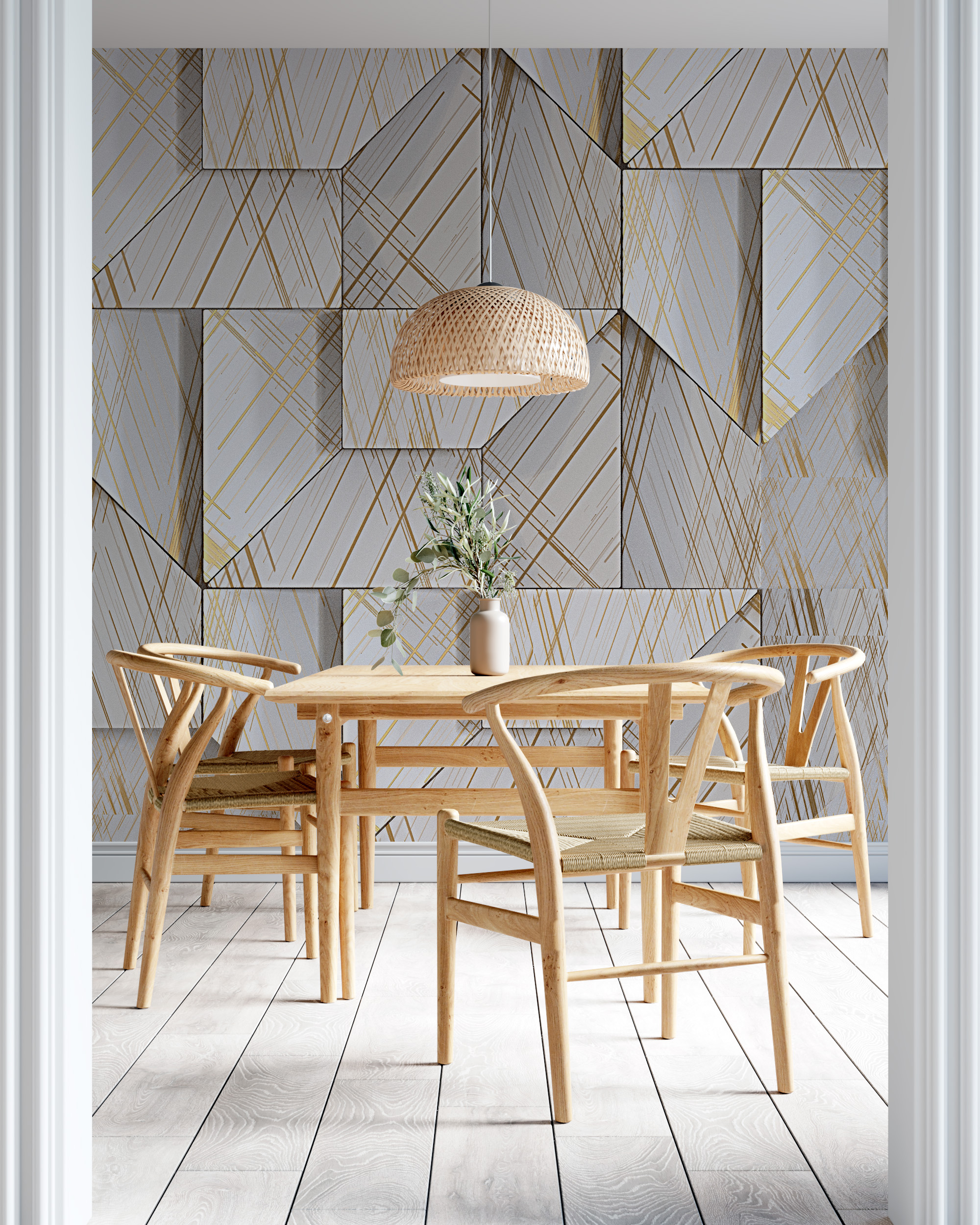 Nástěnná malba Geometrie ve zlatě