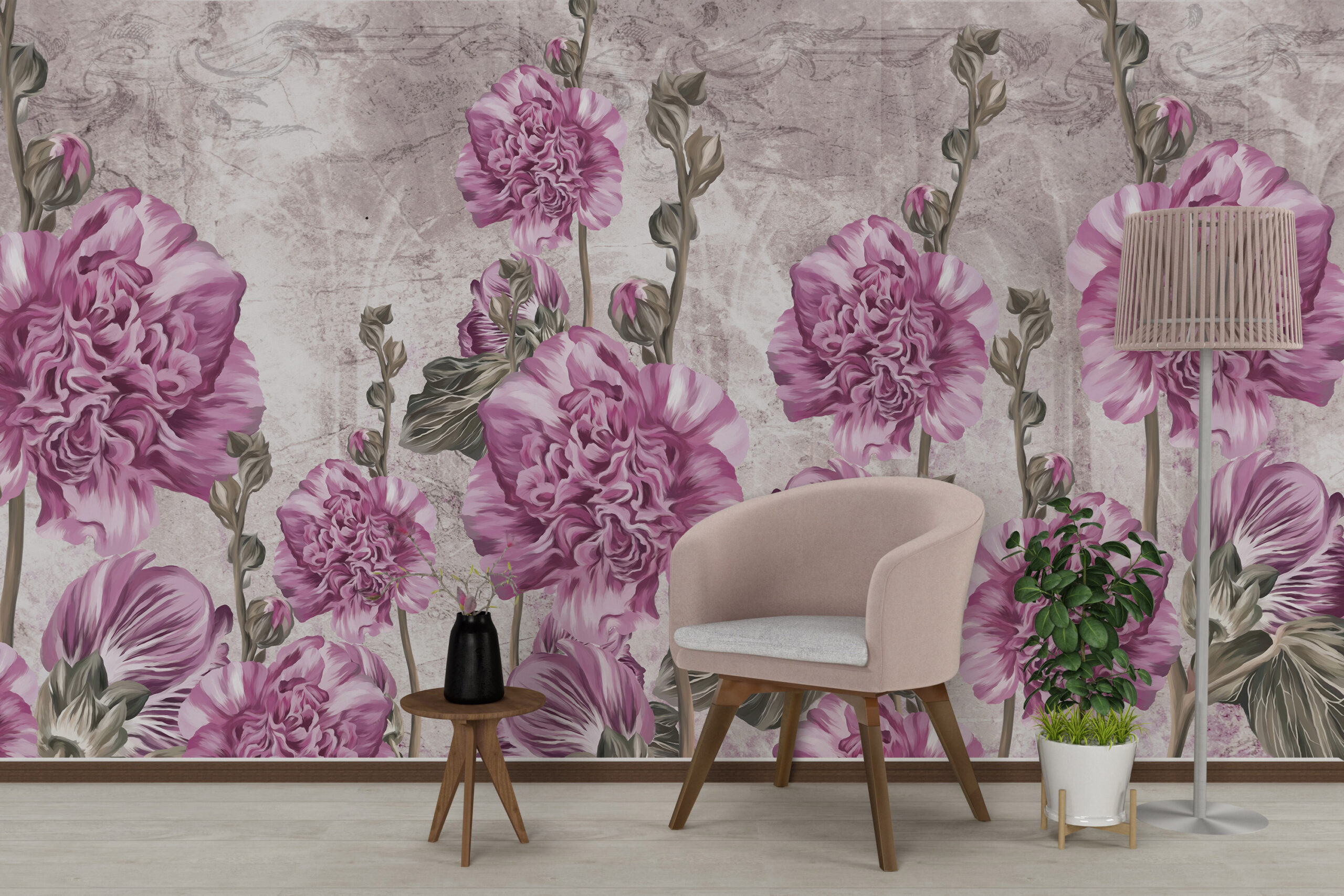 Nástěnná malba Fialové květiny