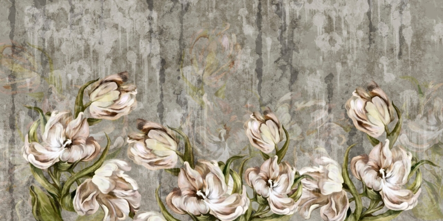 Art,Tulips,On,A,Textured,Background,On,A,Gray,Background