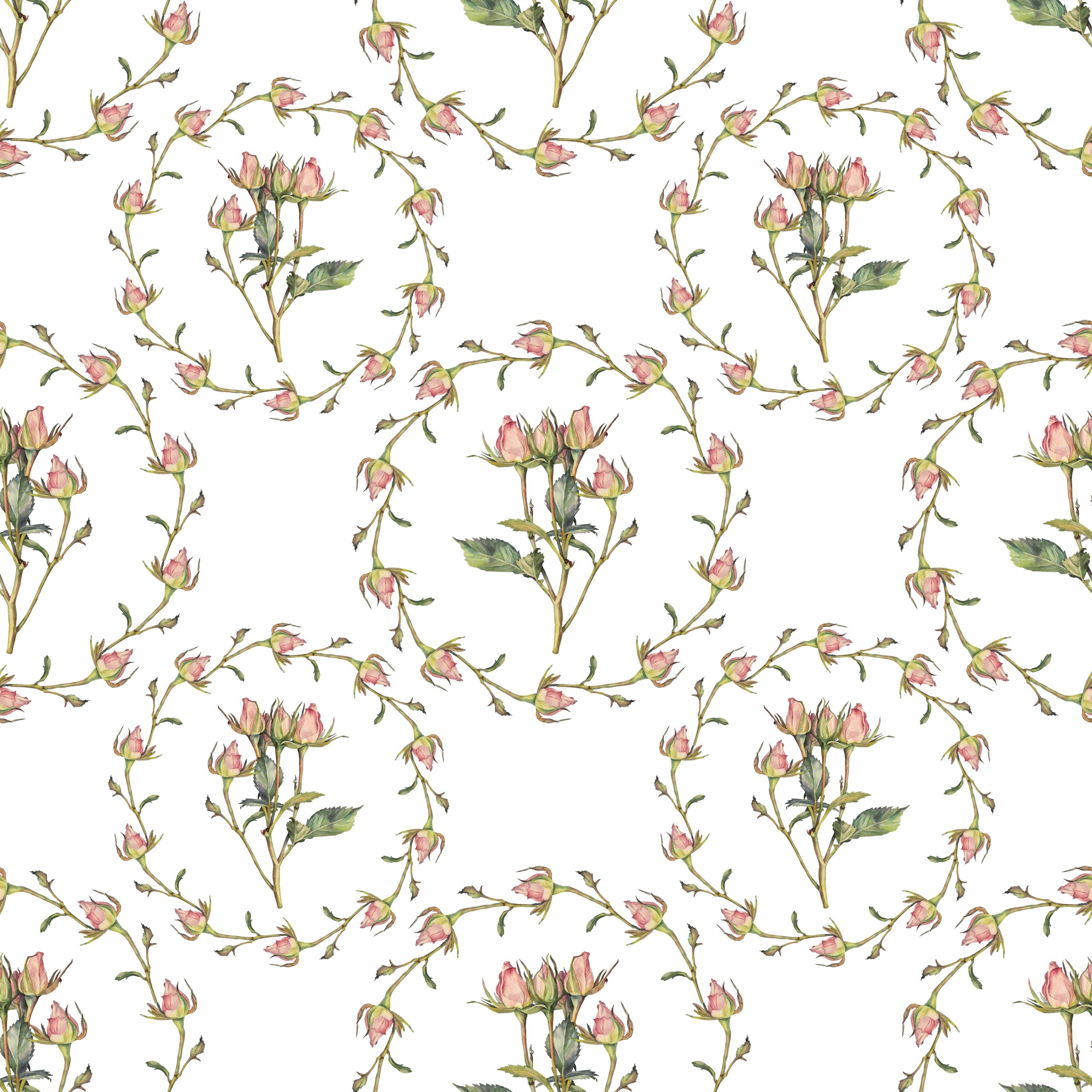 Seamless,Pattern,Watercolor,Circle,Frame,Border,Template,For,Design.,Branch