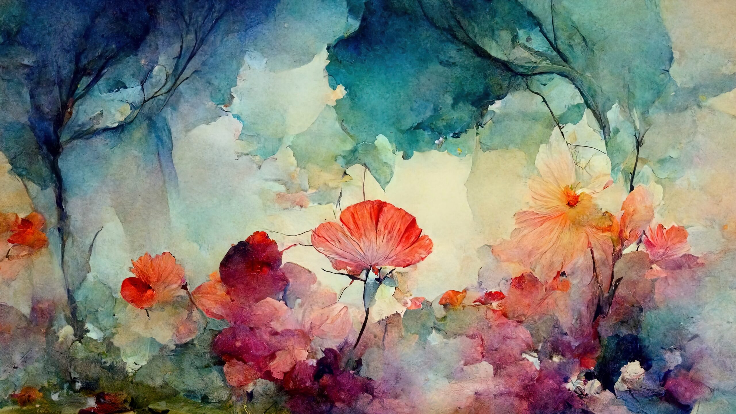 Beautiful,,Colorful,,Abstract,Art.,Colorful,Painting.,Watercolor,Background,With,Flowers
