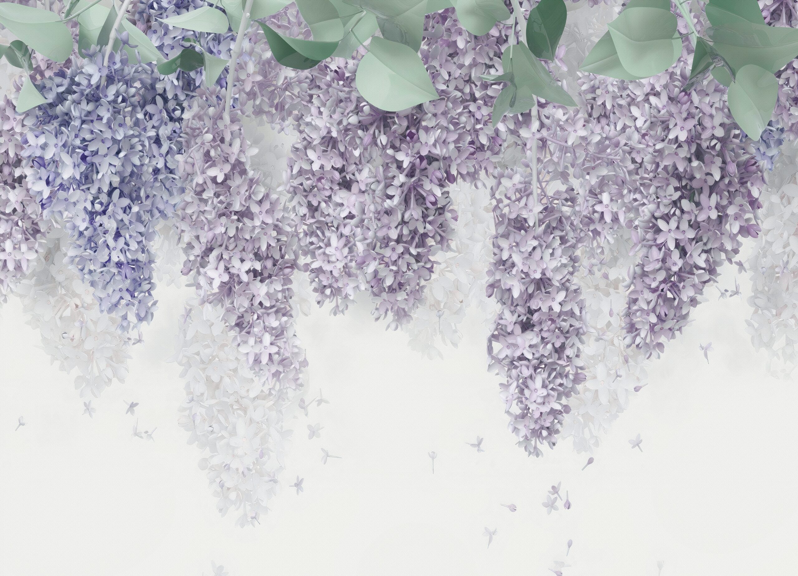 Hanging,Branches,Of,Lilac,On,The,Background,Of,The,Wall,