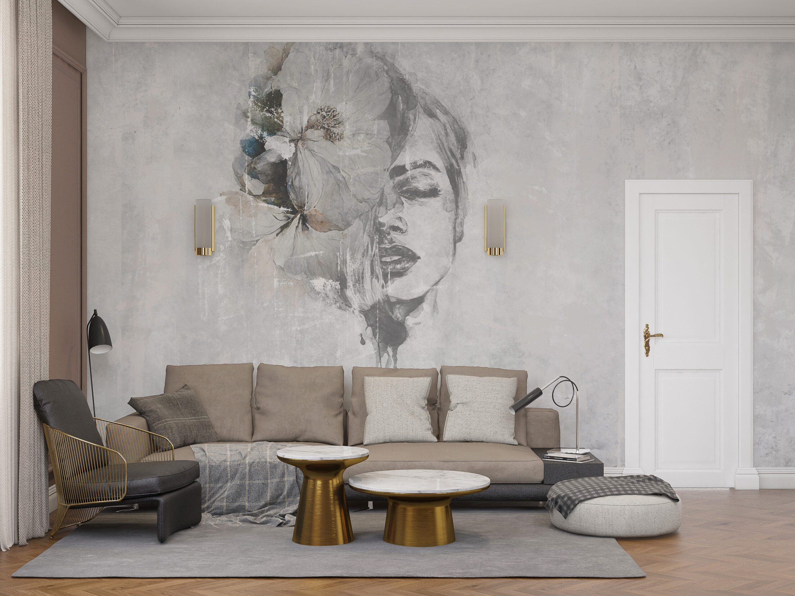 Fototapete Frau Blume