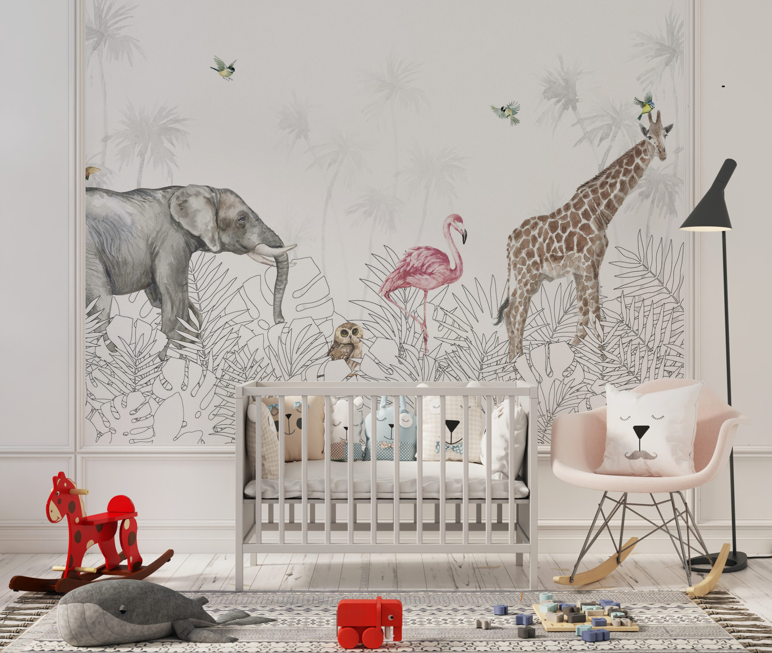 Tapete Dschungel Weiß