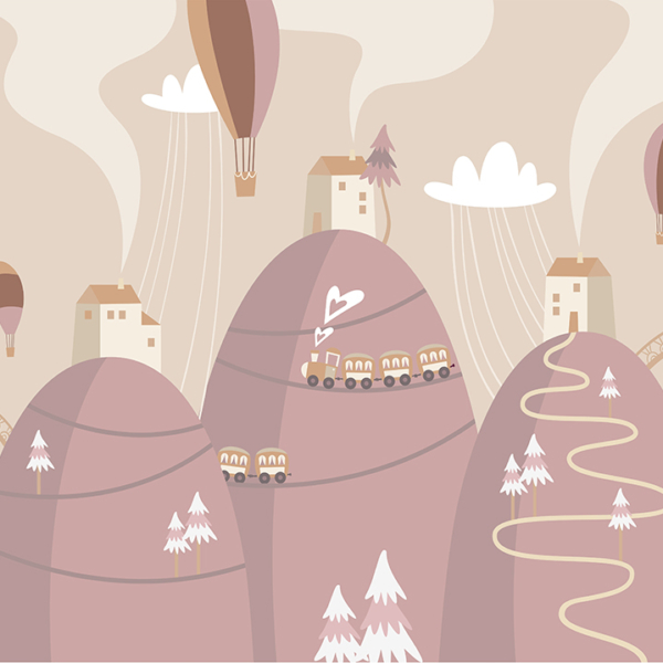 Fototapeta Pink Mountain Village