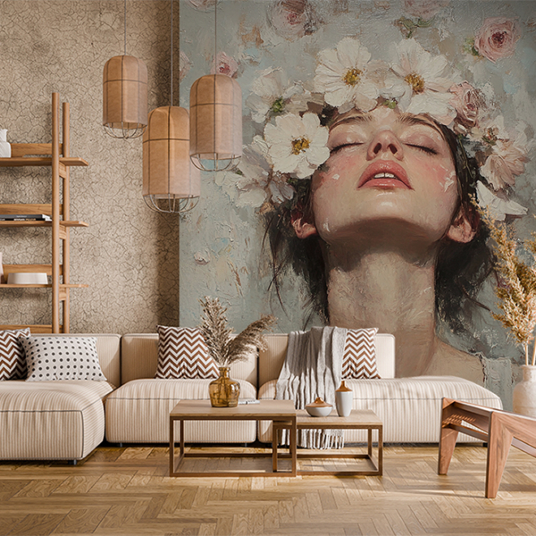 Wandgemälde Face in Blossom