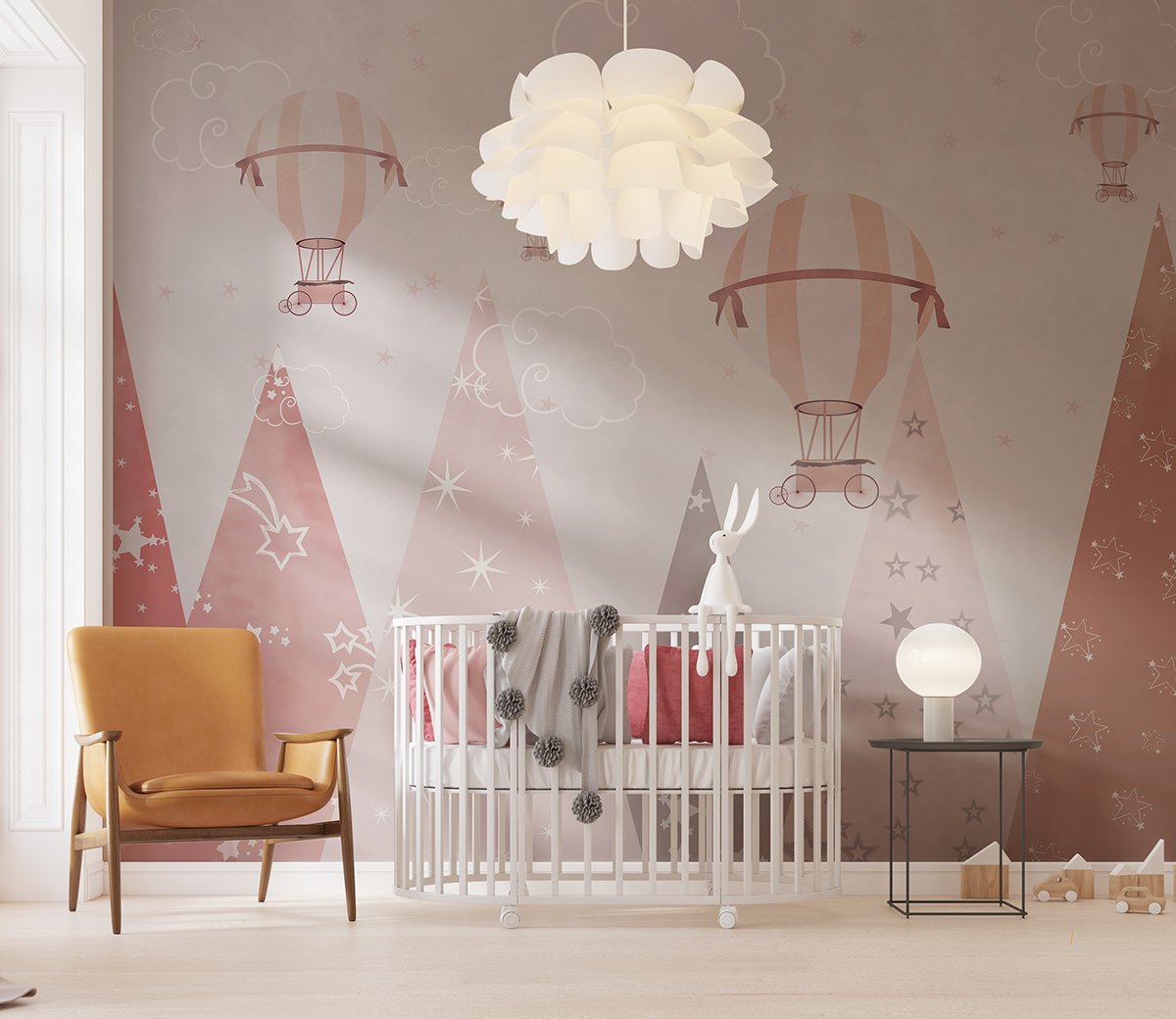 Tapet Ballonger i de rosa bergen