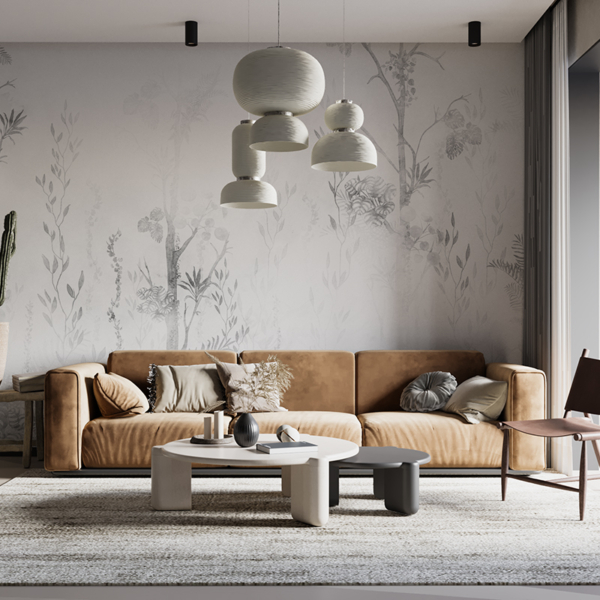 Fototapete Blätter in Grau