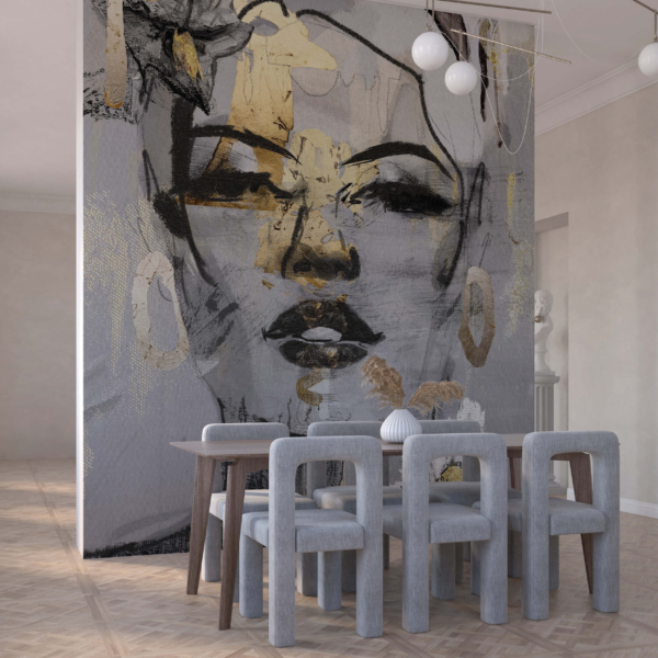 Fototapete eines goldenen Mädchens auf Leinwand