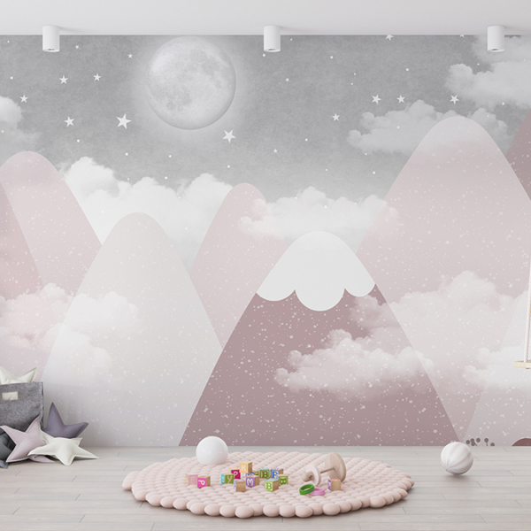 Fototapete Vollmond in den Bergen