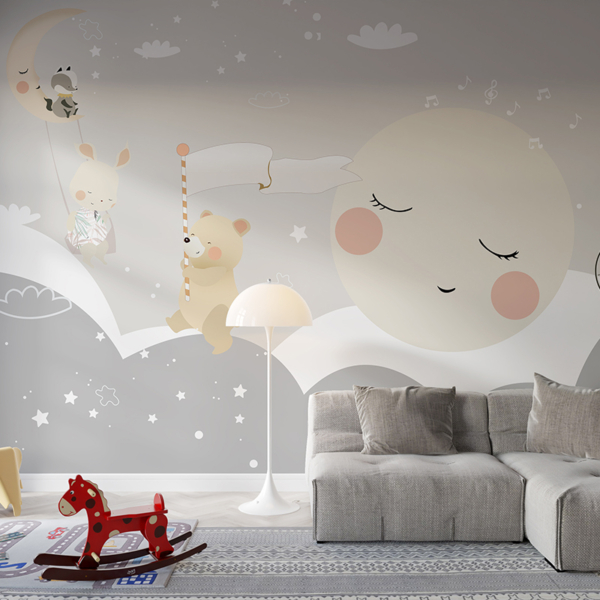 Fototapete Niedliche Tiere beim Ausgehen