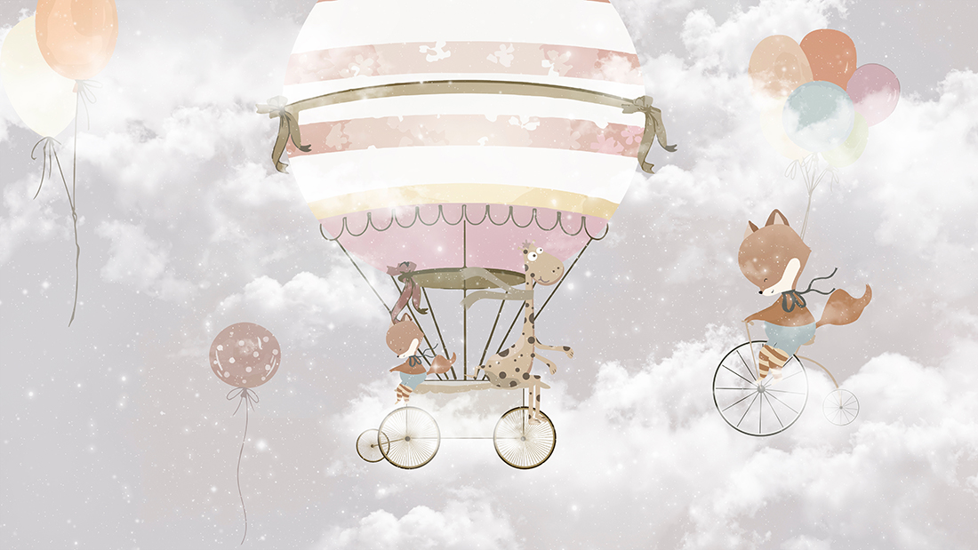 Cute,Animals,Children's,Room,Wallpaper,Design,-,3d,Illustration