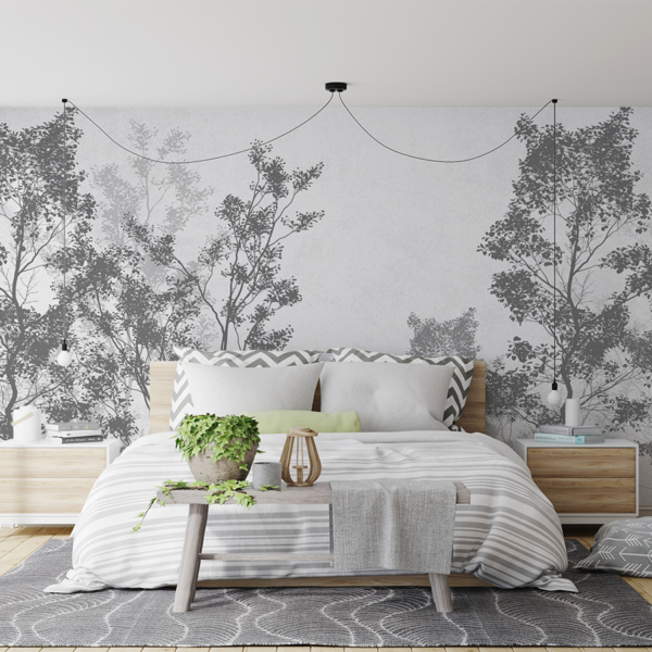 Fototapete mit Bäumen in dunklen Tönen