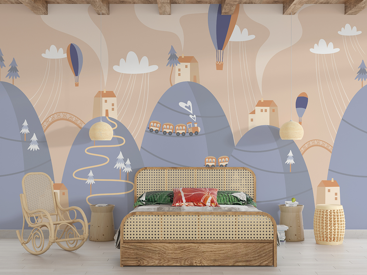 Fototapete Blue Mountain Village