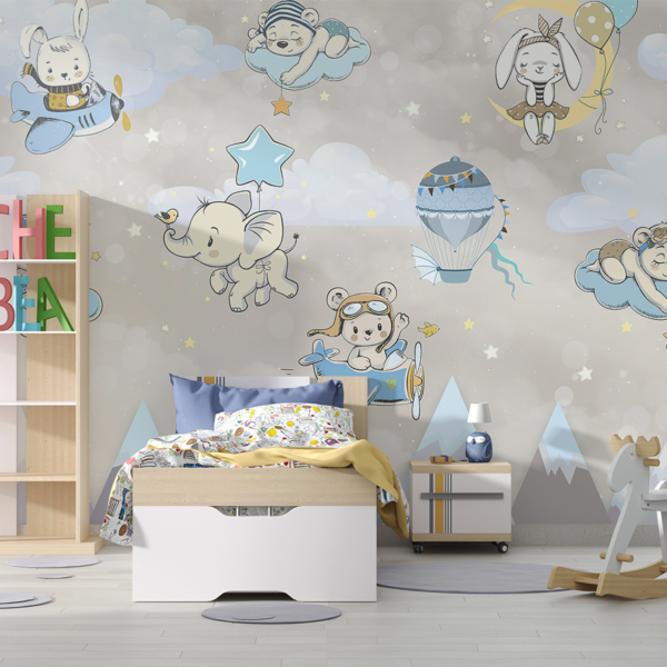 Wandgemälde Flug über Berge