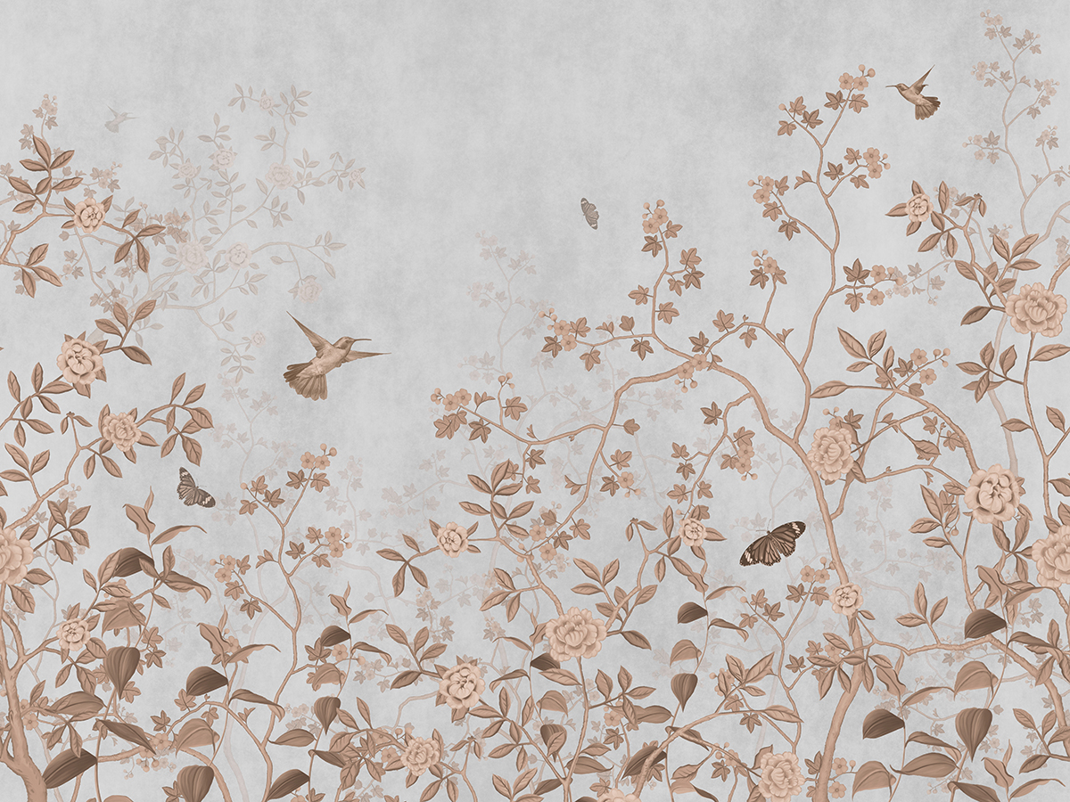 Pattern,Forest,Style,Wallpaper,Flowers,Trees,,Plants,,Birds,,Butterflies,And