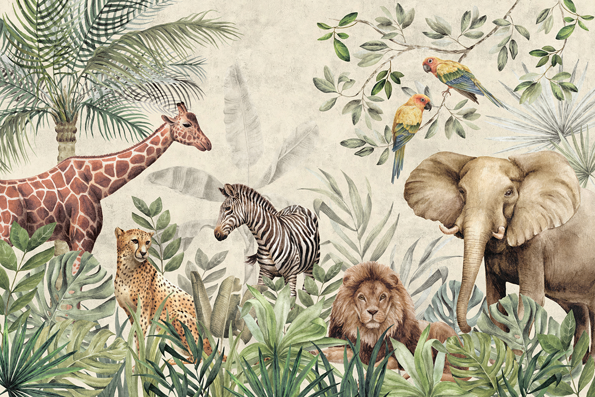 Mural,Wallpaper.,Kid,Wallpapers.,Tropical,Background.,Wallpaper,For,Children,Room