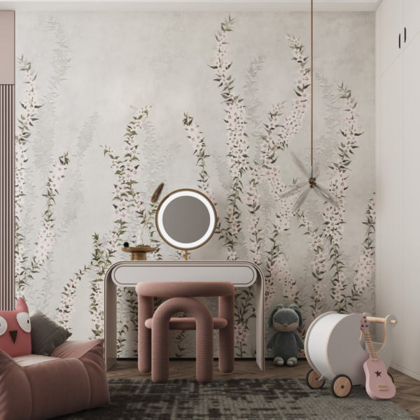 Wandgemälde mit Kletterblumen