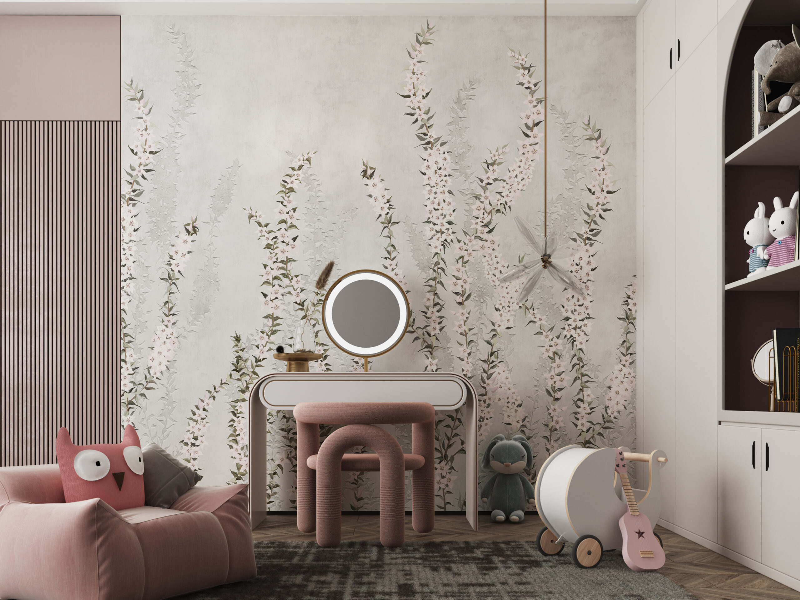 Väggmålning av klättrande blommor