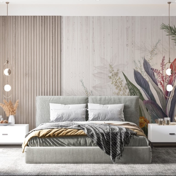 Fototapete Blaues Blatt Bouquet