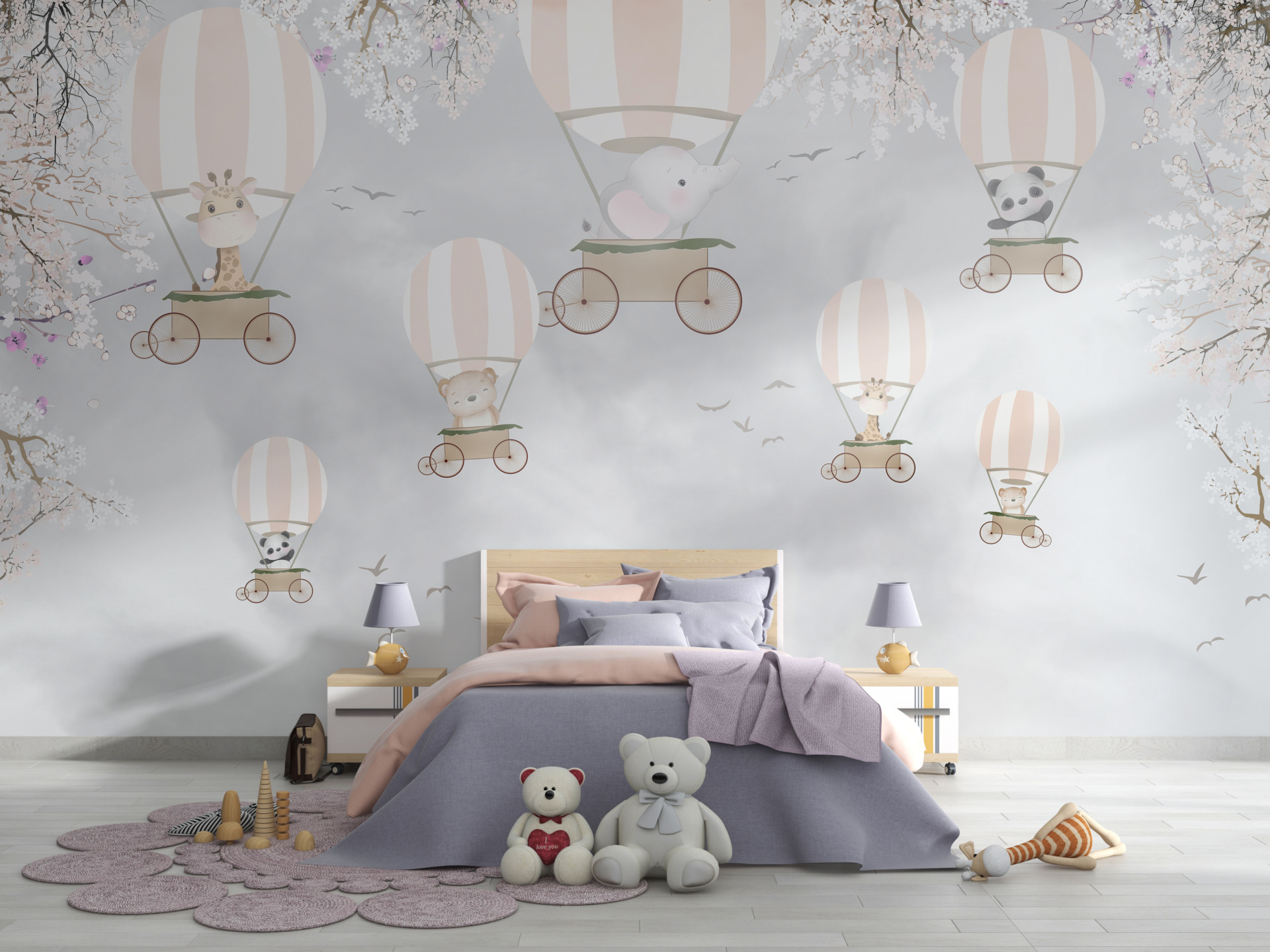 Wallpaper Ballons auf Rädern