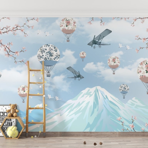 Wandgemälde Ballons im Land der Kirschblüte