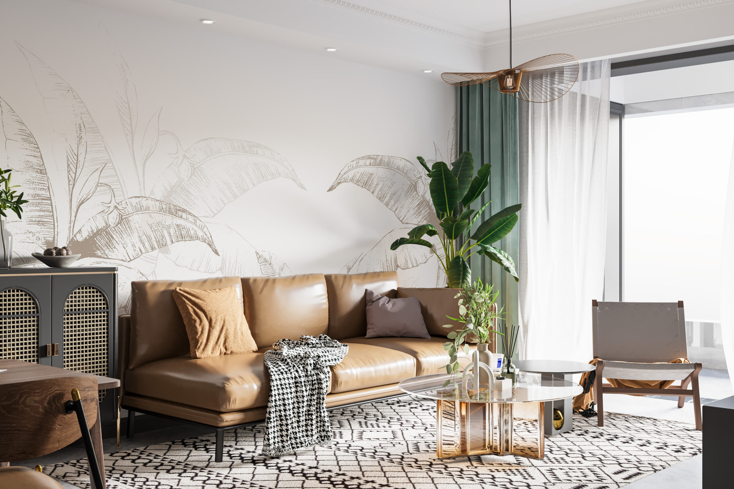 Fototapete eines Bananenbaums in Weiß