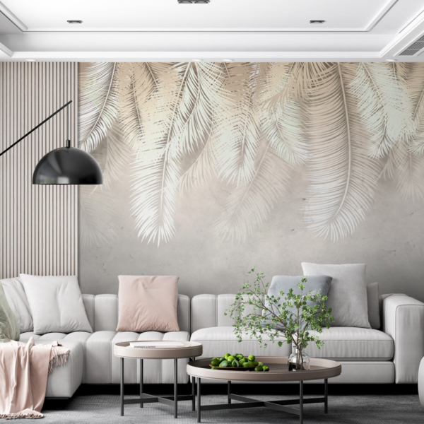 Fototapete Weiße Blattfedern