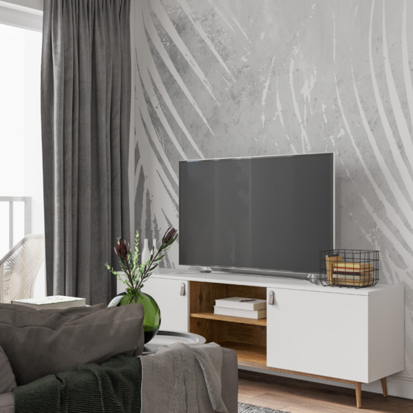 Fototapete Weiß Negativ von Blättern