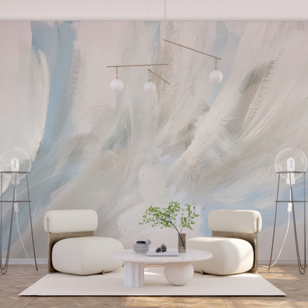 Fototapete Weiß auf Blau