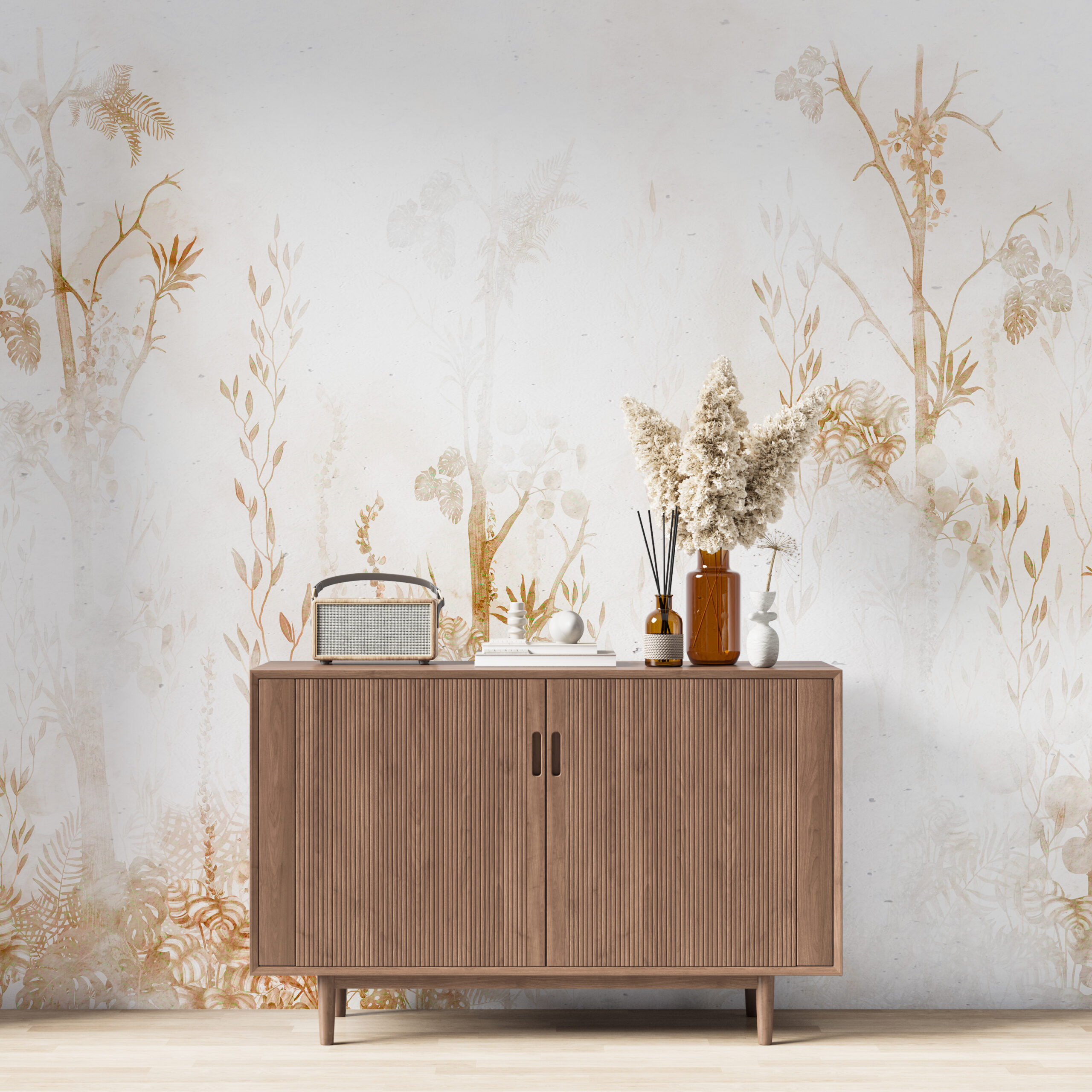 Fototapet Leaves i grått - Bild 3