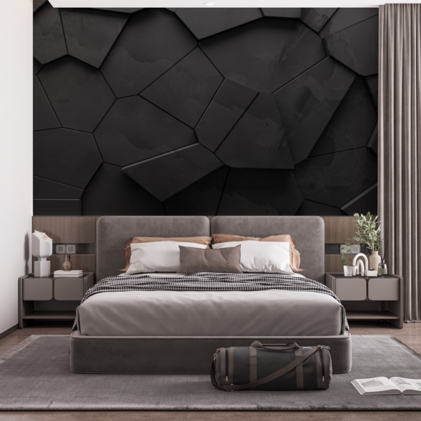 Schwarze Polygone 3D Fototapete