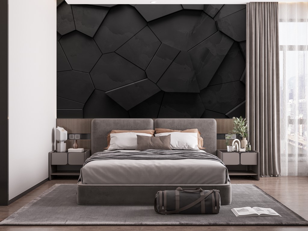 Svarta polygoner 3D väggmålning