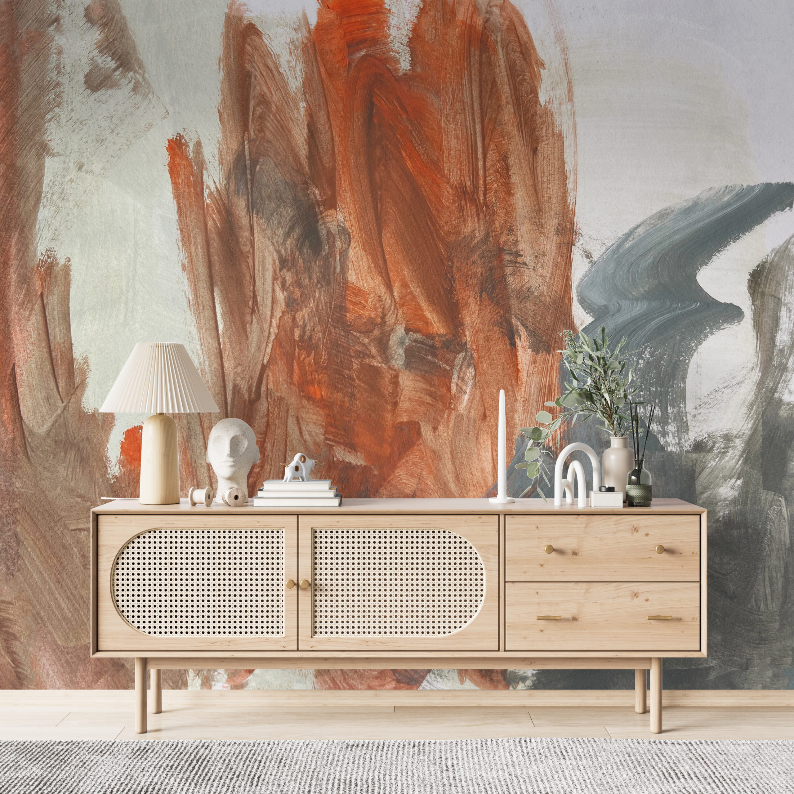 Wandmalerei Rote Abstraktion