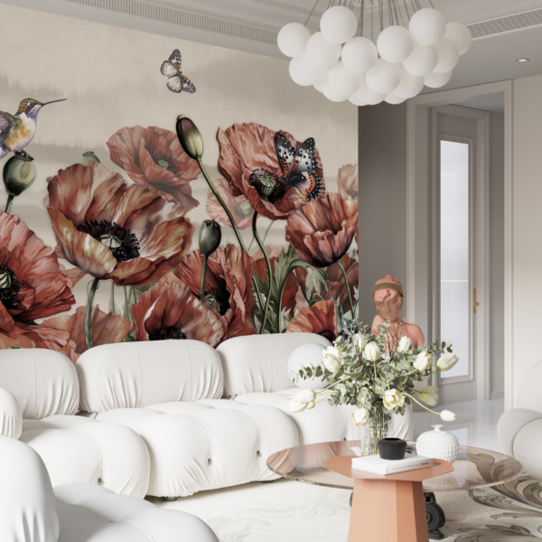 Fototapete Rote Mohnblumen