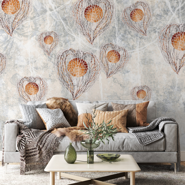 Fototapete mit einem Regen aus Glitzerblättern