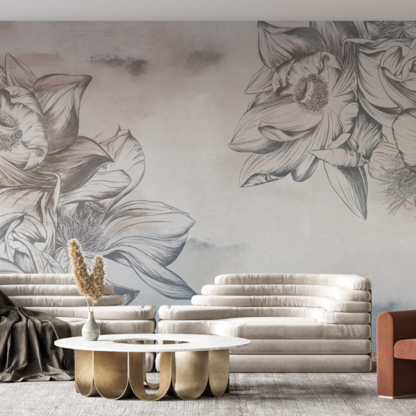 Fototapete Große Blumen an der Wand