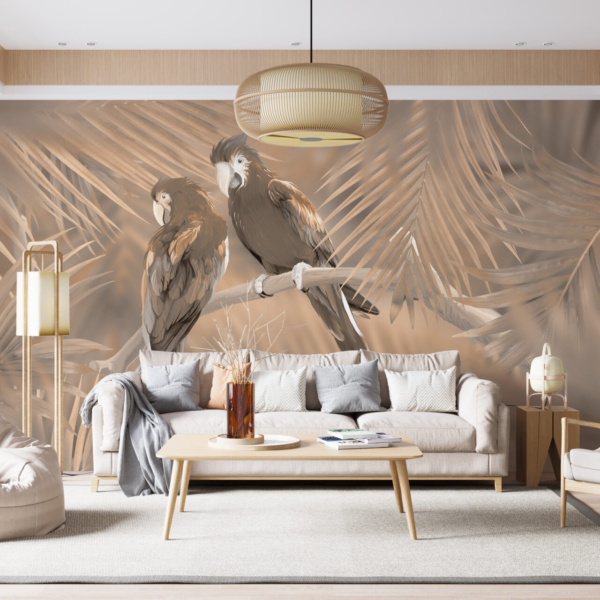 Fototapete Zwei Papageien auf einem Ast