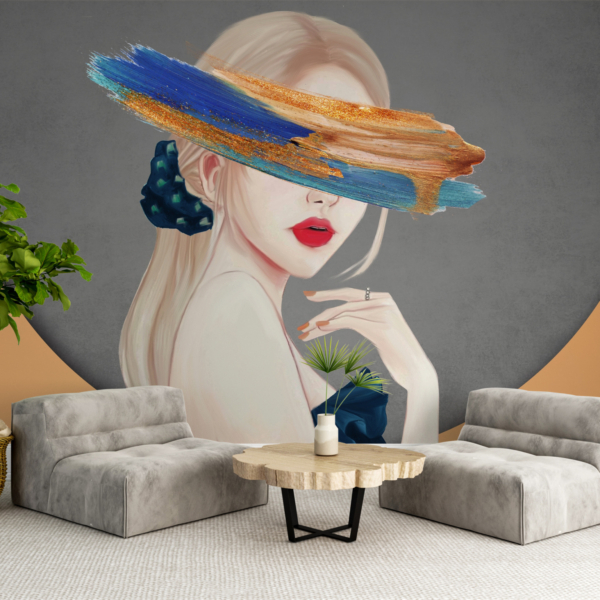 Wandgemälde eines Mädchens mit verdeckten Augen