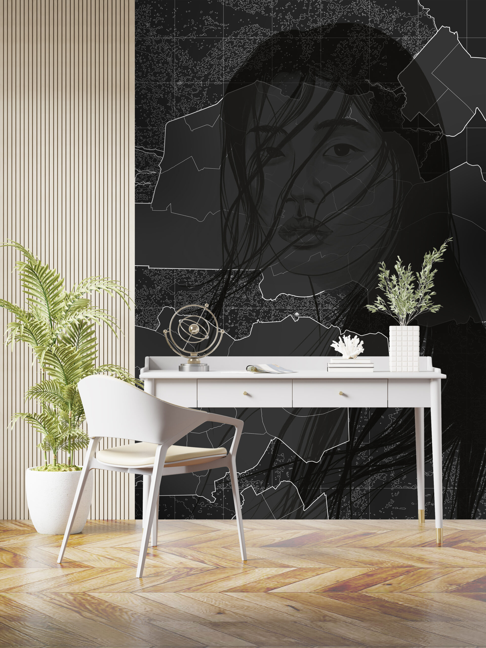 Väggmålning Girl i svart