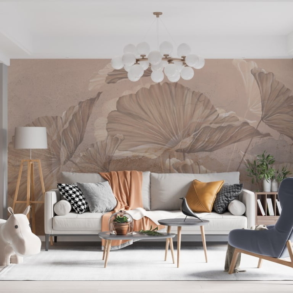 Fototapete Exotische Blätter in Pastellfarben