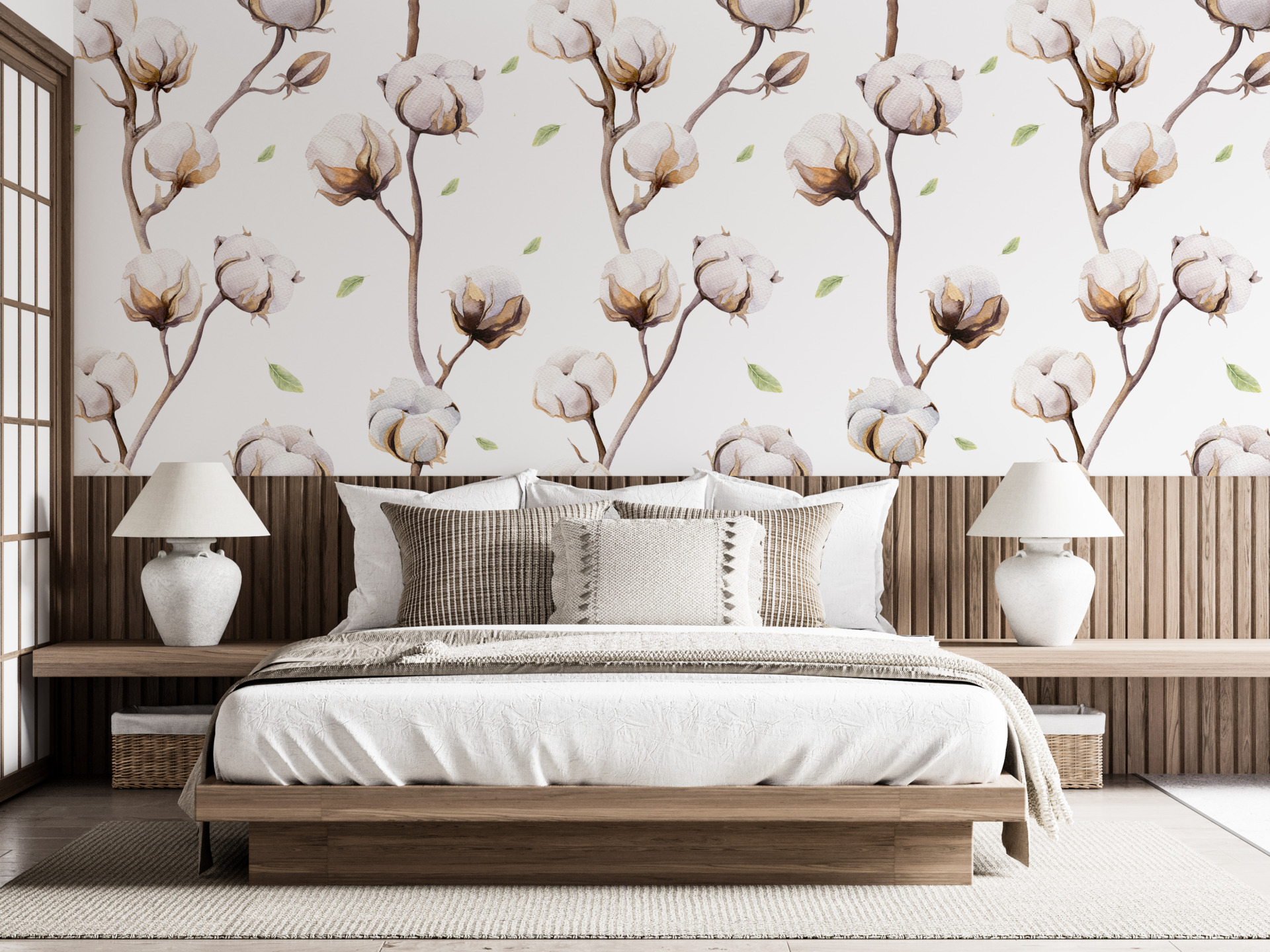 Fototapete Baumwollblütenzweige